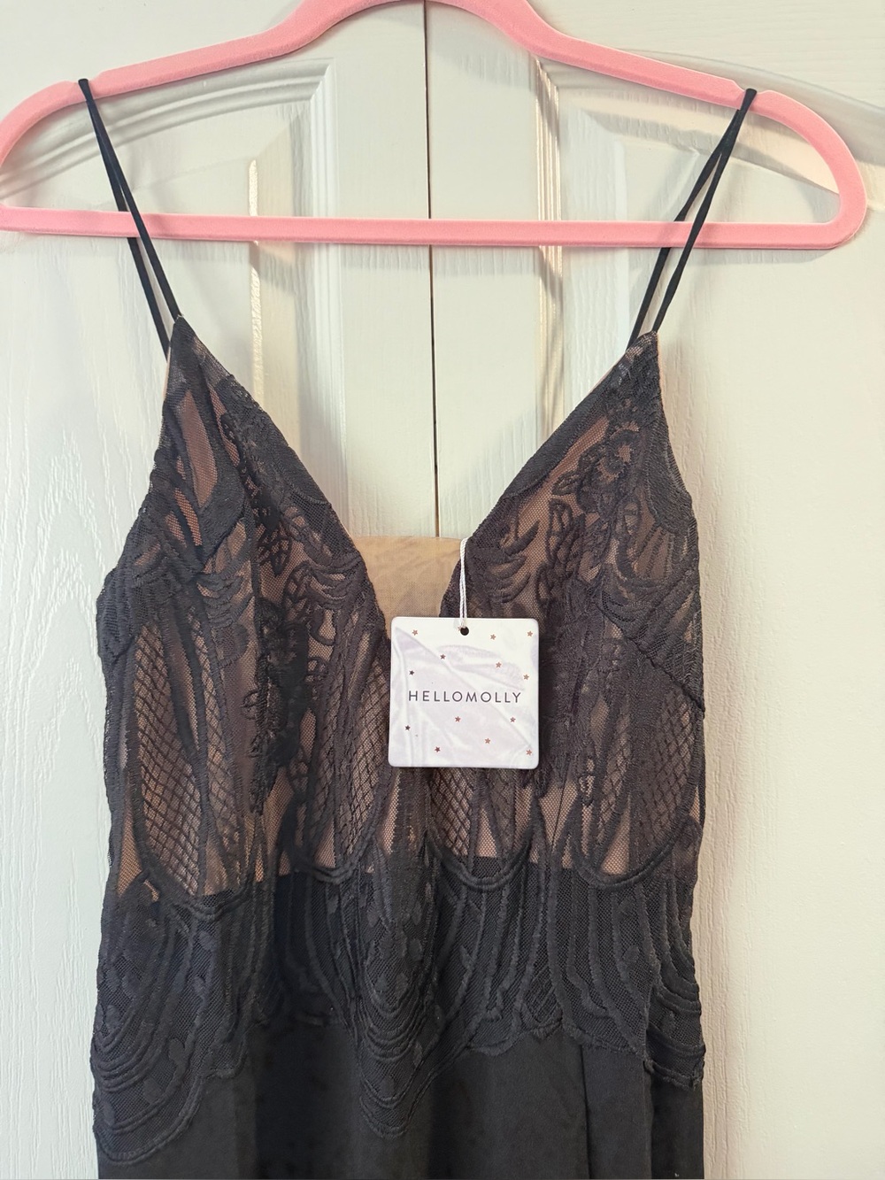 Hello Molly Black Lace Bodice Maxi Dress with Thigh Slit - Picture 5 of 7